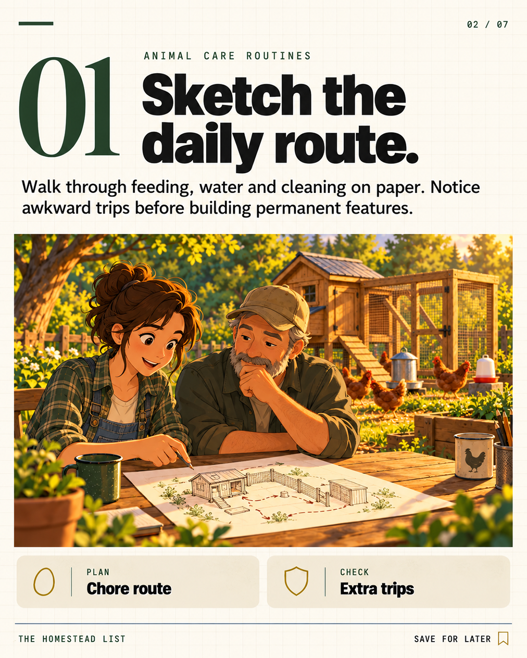 1. Sketch the daily route.