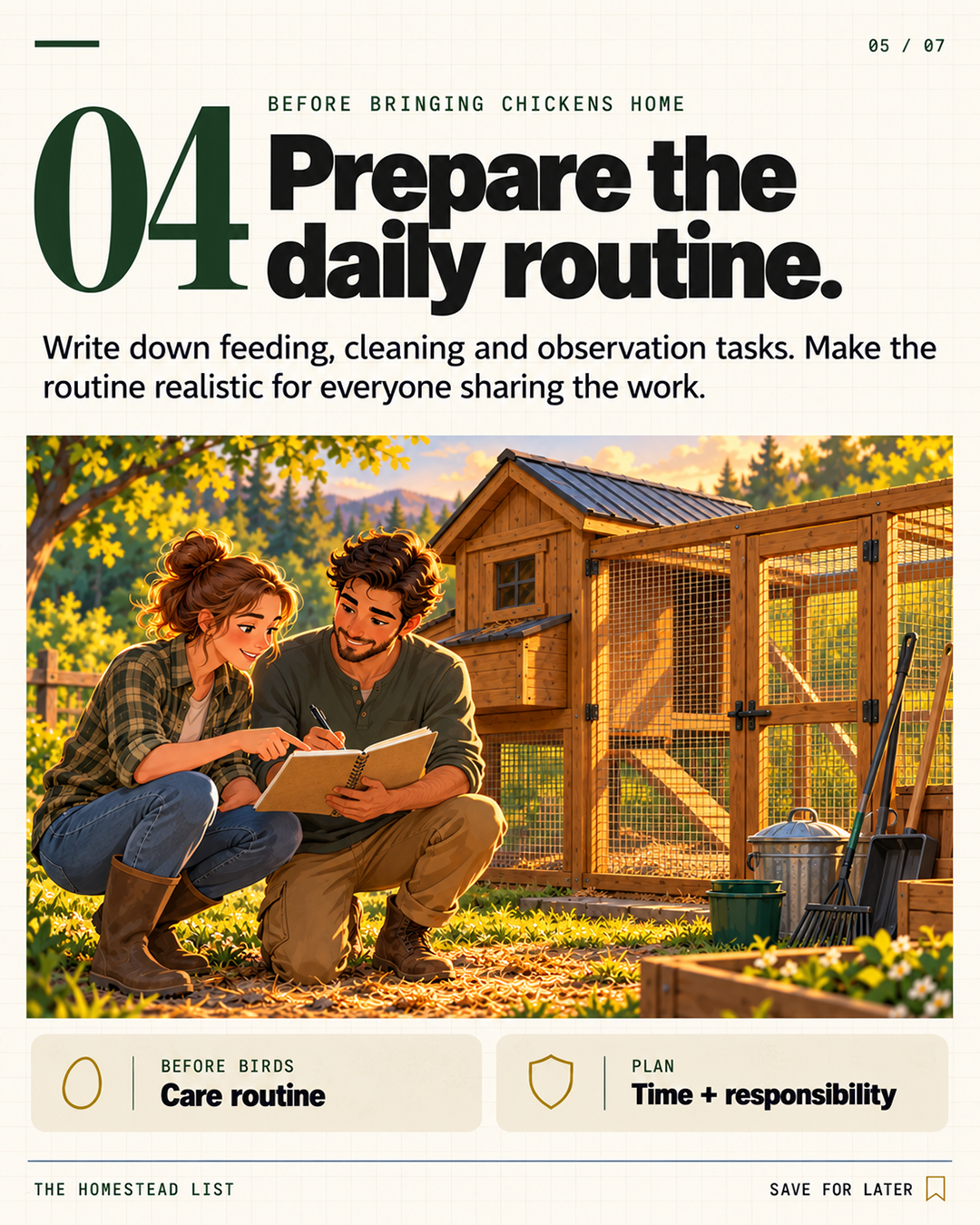 4. Prepare the daily routine.