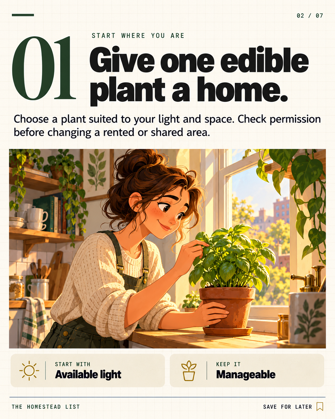 1. Give one edible plant a home.