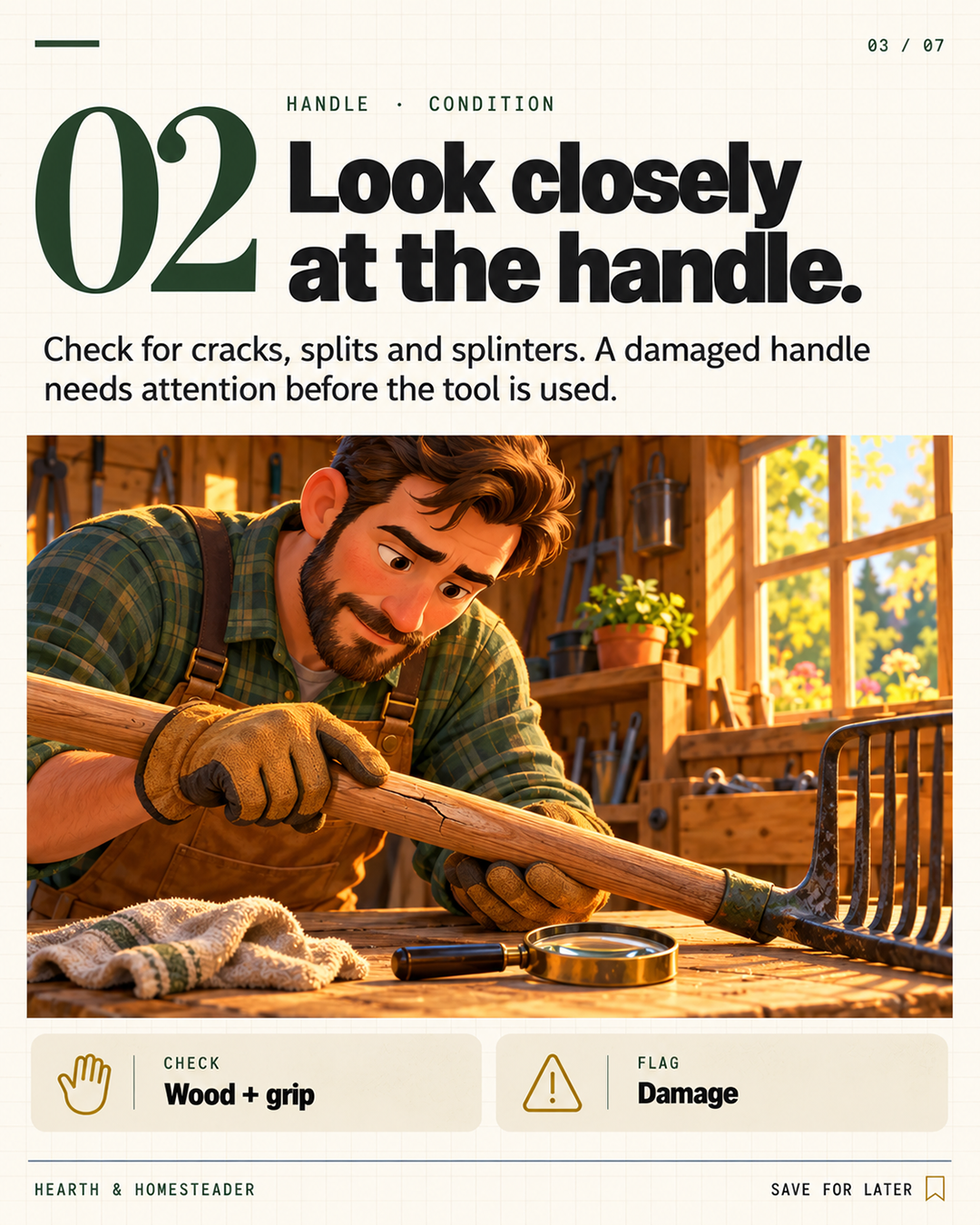 2. Look closely at the handle.