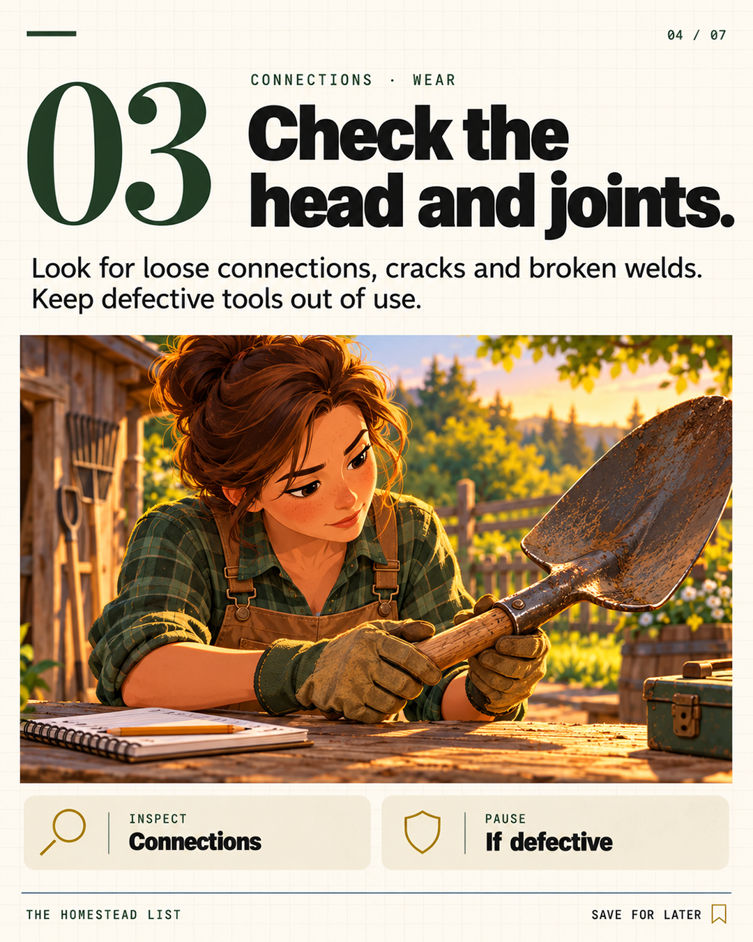 3. Check the head and joints.