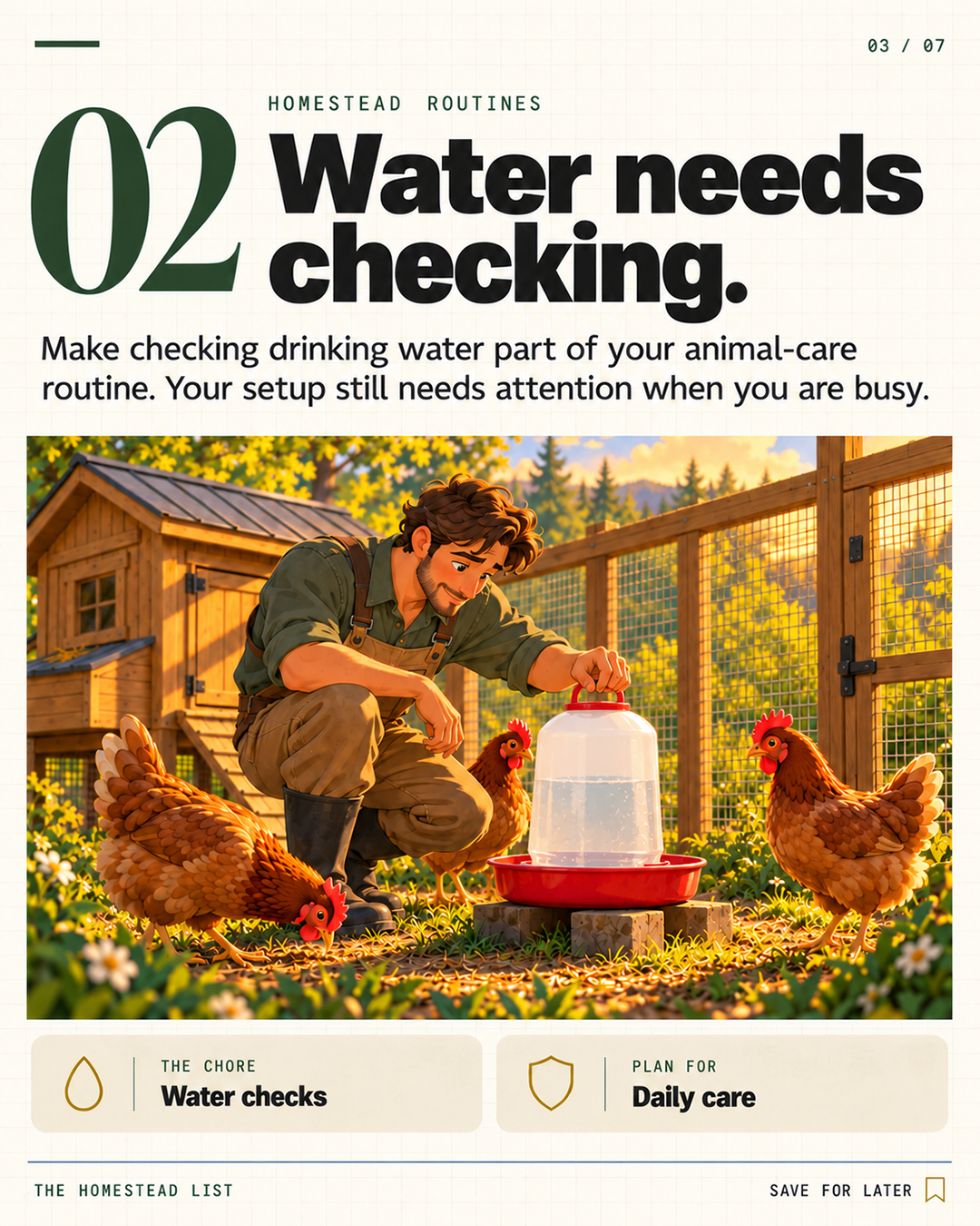 2. Water needs checking.