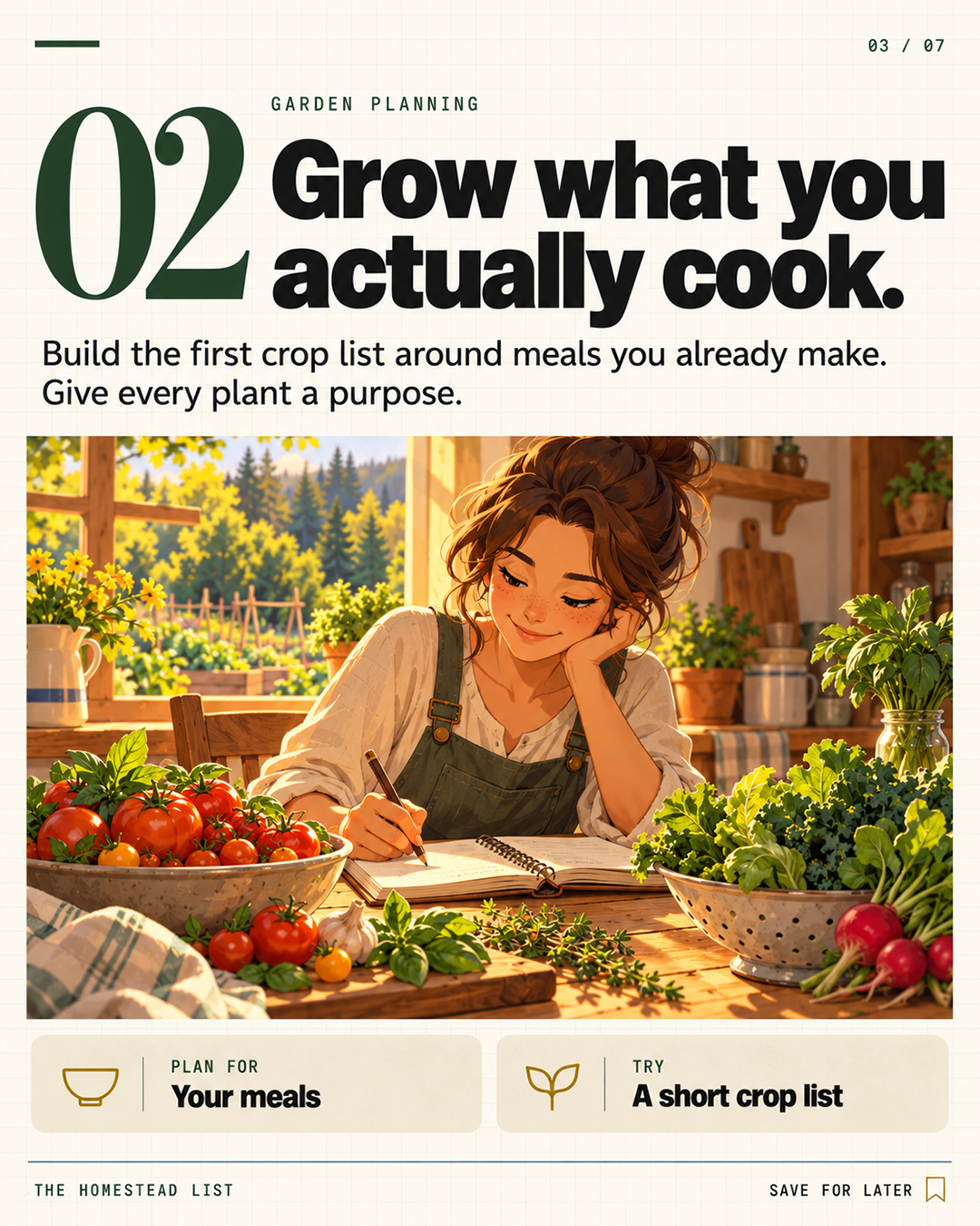2. Grow what you actually cook.