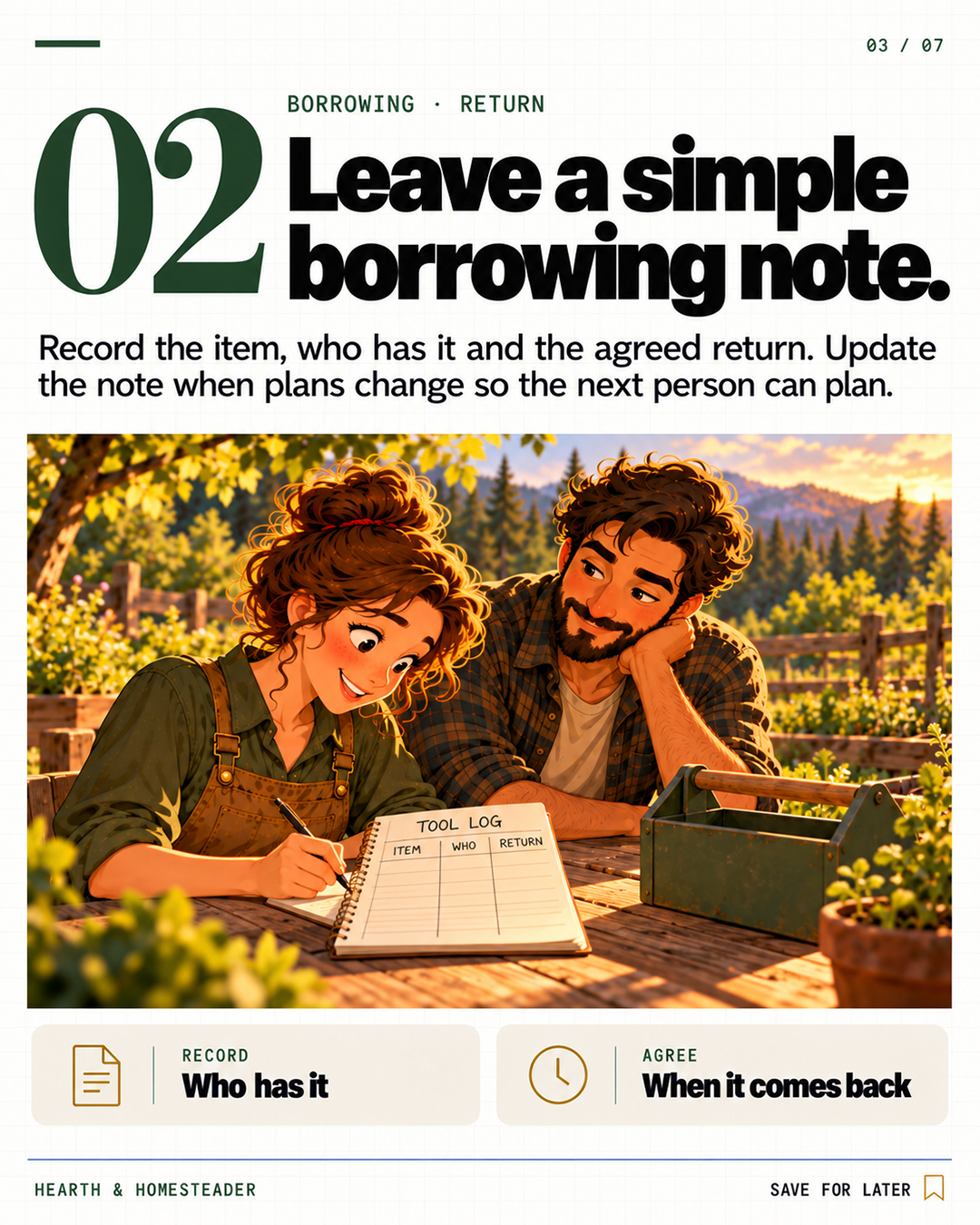 2. Leave a simple borrowing note.