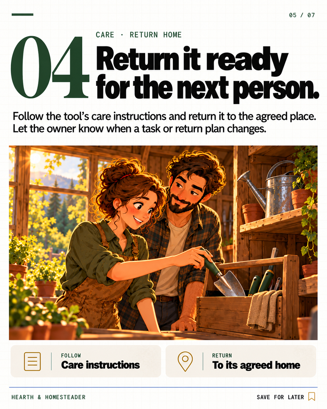 4. Return it ready for the next person.