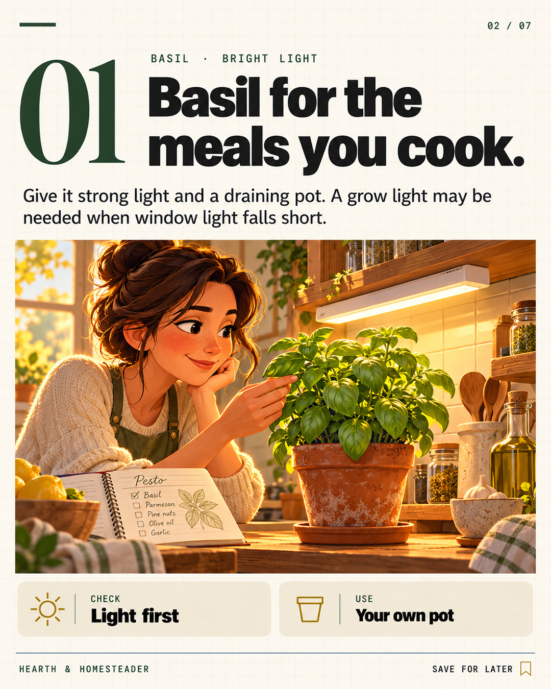 1. Basil for the meals you cook.