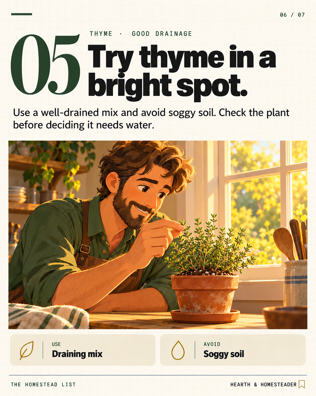 5. Try thyme in a bright spot.