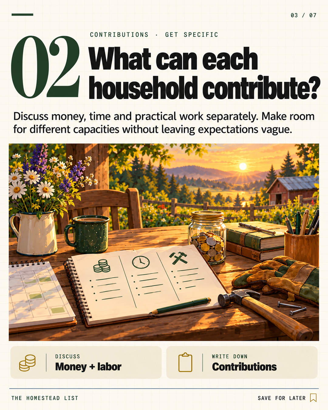2. What can each household contribute?