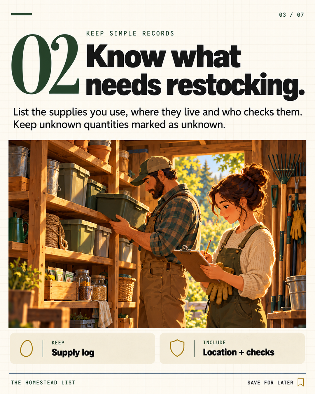 2. Know what needs restocking.