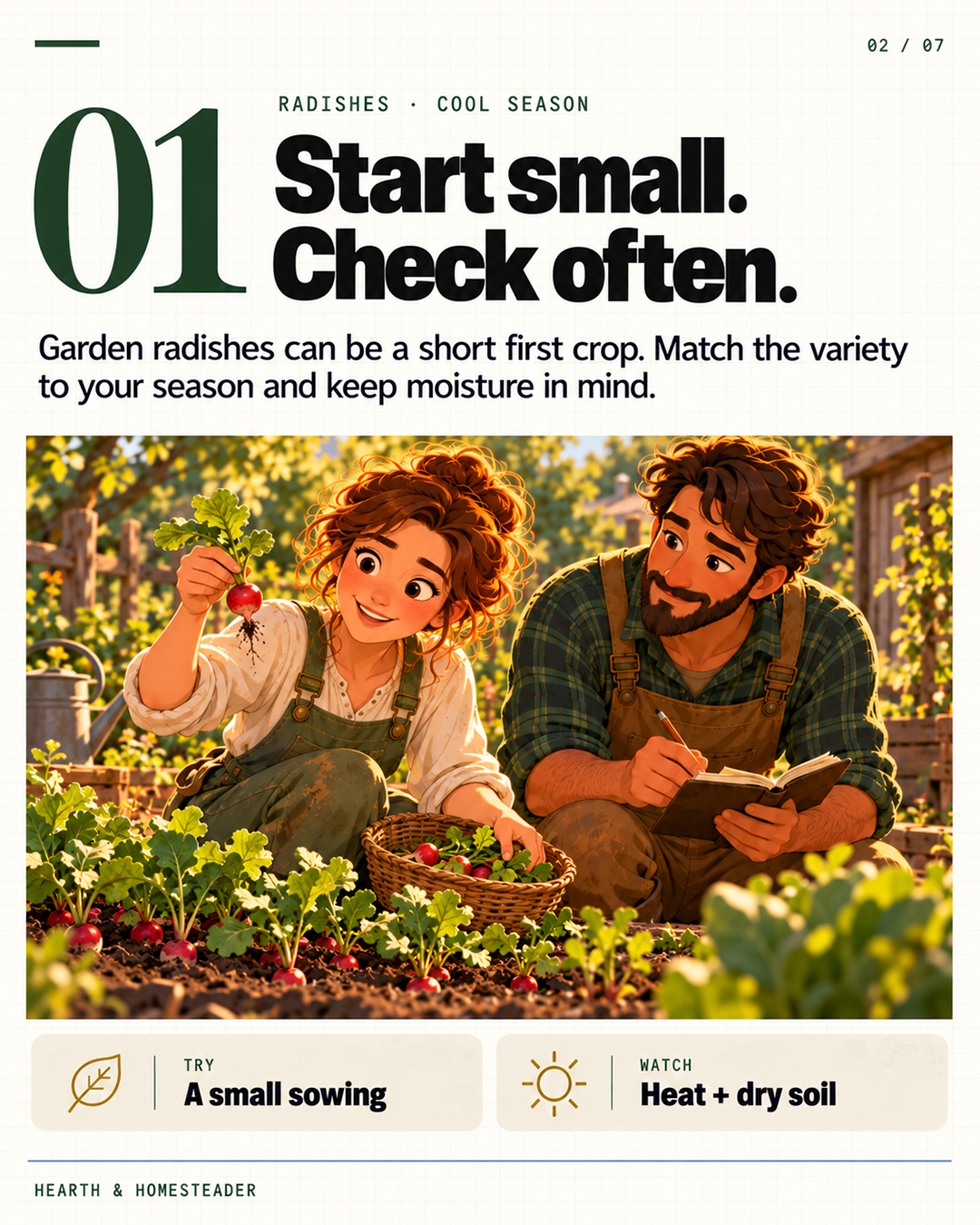 1. Radishes: start small and check often.