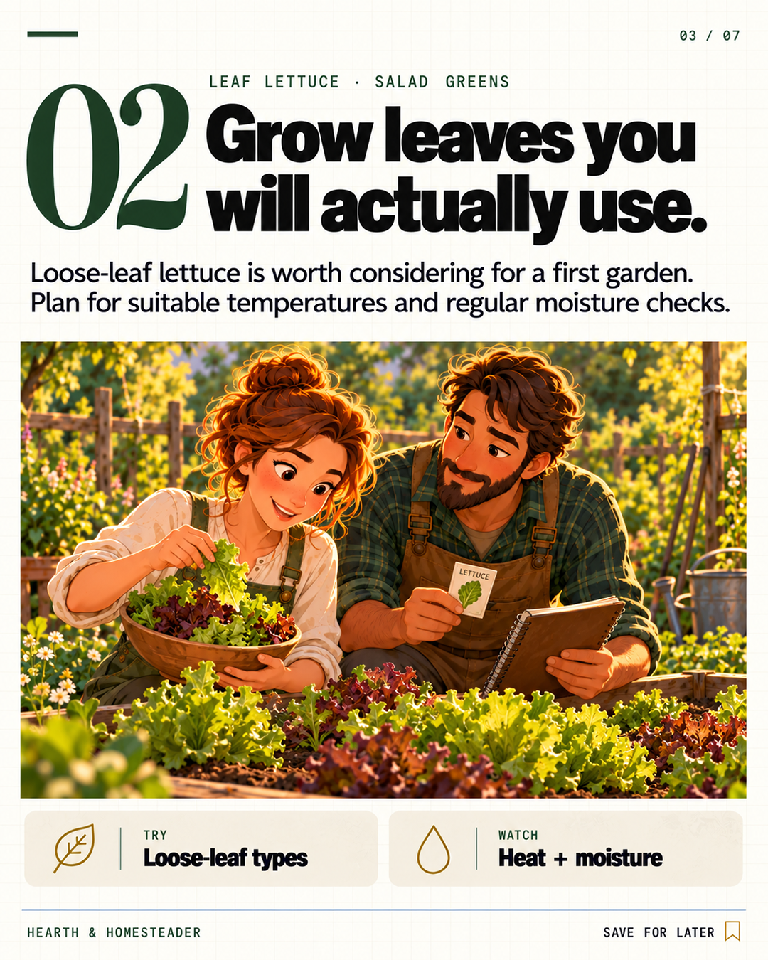 2. Leaf lettuce: grow leaves you will use.