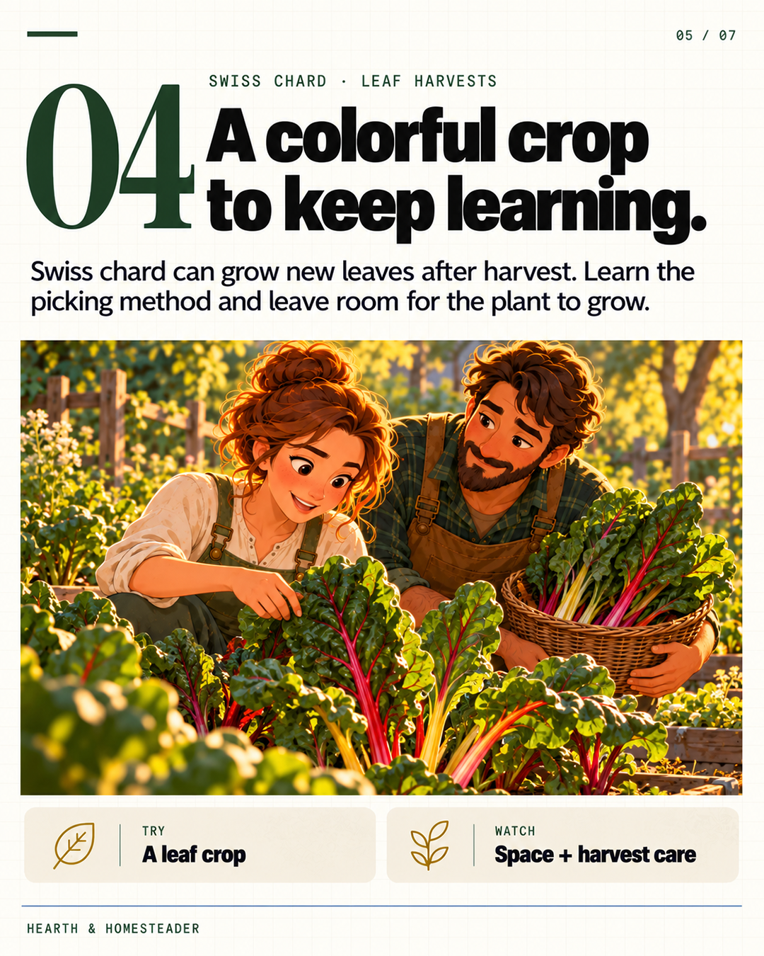 4. Swiss chard: learn a leaf harvest.