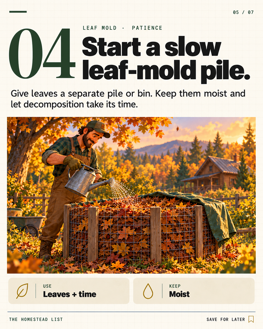 4. Start a slow leaf-mold pile.