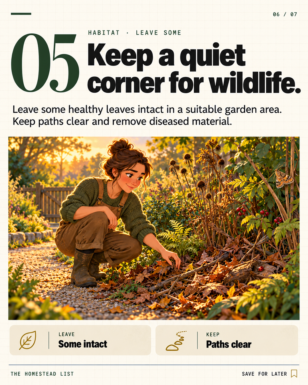 5. Keep a quiet corner for wildlife.